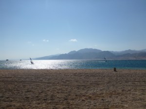 Windsurfers and Kiteboarders in Laguna bay